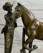 Hand Crafted Cowboy and his Trusted Horse Bronze Sculpture