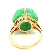 18kt Yellow gold flower Green Jade ring