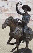 Cowboy on Horse Western Old West Bronze Sculpture
