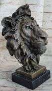 African Lion Bust Wildlife Bronze Sculpture