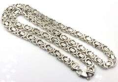 Heavy 11mm flat Byzantine link chain necklace