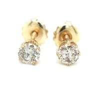 One pair of 14kt yellow gold top light brown round brilliant cut diamond stud earrings