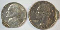 Double Struck 1979 Jefferson 5c & 1996 Washington Quarter Errors Uncirculated Unc