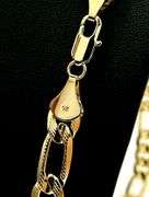 Stunning Large 121.5 Gram Yellow Gold Plate Figaro Italian Link Frost Chain