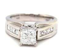 14kt White gold 1ctw princess cut Invisible set engagement ring