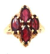 Tasteful 14k YG Marquie Garnet Cluster Ring