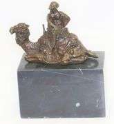 Arab Man Camel Rider Bronze Sculpture