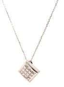 18kt White gold 0.50ctw princess cut Invisible set diamond pendant on chain