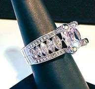 Sparkling White Gold Plate 4.5 Ct Simulated Diamond Ring