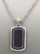 John Hardy black sapphire and Lava rock dog tag pendant on chain