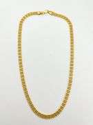14KT Yellow Gold Handmade Textured Bricklay Link Pattern Necklace