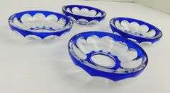 4 Cut to Clear Crystal Cobalt Bobeches