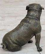 Green Patina Pug Dog Bronze Sculpture