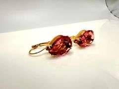 14 Kt Yellow Gold Plate 16 Ctw Simulated Alexandrite Color Change Earrings