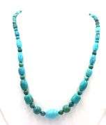 Turquoise beaded necklace with silver clasp