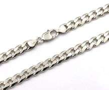 925 Sterling silver 8mm flat curb link chain necklace