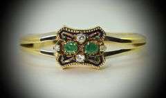 Incredible 18K Enamelled Bangle with Emeralds & Diamonds