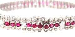 18kt White gold 4.25ct ruby and 3.3ctw diamond bracelet