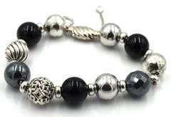 David Yurman Elements black onyx and Hematite bead bracelet