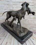Dog Retriever Rabbit Bronze Statue