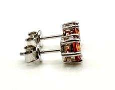 Stunning White Gold Plate 2 Ctw Simulated Padpaparacha Sapphire Earrings