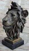 African Lion Bust Wildlife Bronze Sculpture