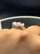 14K WHITE GOLD LAB DIAMOND FLOWER RING PEAR OVAL 4.62CT