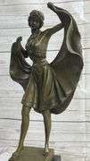 Arabian Girl With Lifting Skirt On Rug Bronze Sculpture