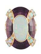 Vintage Cartier Oval Amethyst and Opal Cocktail Ring in 18K