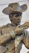 Cowboy With Gun Bullet Rifle Shooting Range Bronze Sculpture