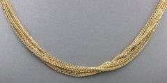 10kt Yellow gold multi layer chain wheat chain necklace