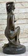 Nude Woman Kneels Bronze Statue