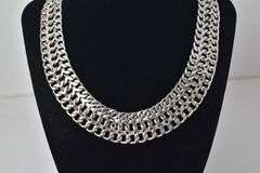 Sterling Silver Woven Chain Link Choker Necklace