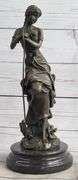 Sexy Maiden Holding Rose Flower in Garden Bronze Sculpture