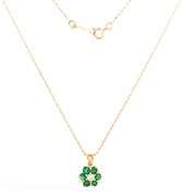 14kt Yellow gold emerald and diamond flower pendant on chain