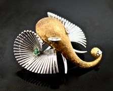 Art Nouveau-Inspired 18K Elephant Brooch