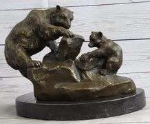 Mother Bear and Cub Bronze Sculpture