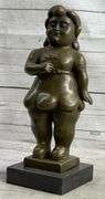 Young Girl Bronze Sculpture on Marble Base