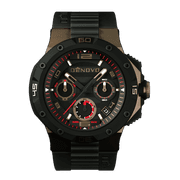 Denovo Swiss Made Men’s Watch, New in Box, Rose Gold PVD Case, 100m Water Resistance, Rubber Strap w