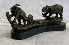 Three Elephants Walking Bronze Statue