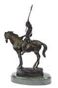 Native American on Horse with Spear Bronze Sculpture