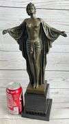 Art Nouveau Nude Woman Awakening Bronze Sculpture