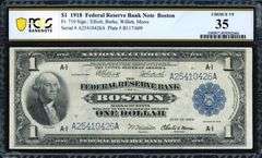 1918 $1 Boston Federal Reserve Bank Note Fr. 710 PCGS Choice VF 35 Elliott Burke Willett Morss