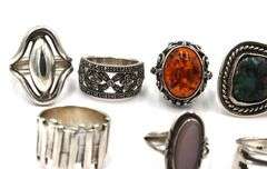 Big group lot of Vintage 925 sterling silver rings