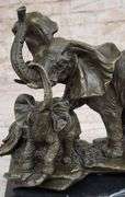 Elephant with Baby Wildlife Bronze Sculpture