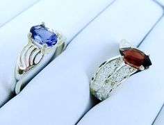 2 Sterling Silver Gemstone Rings, Size 8