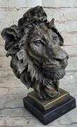African Lion Bust Wildlife Bronze Sculpture