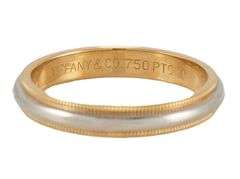 Tiffany & Co. 3.50MM Milgrain Together Two Tone Wedding Band Ring in 18K and Platinum
