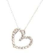 14kt White gold 0.20ctw open heart diamond pendant on chain