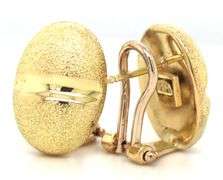 18kt Yellow gold Brushed finish textured oval clip on earrings